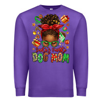 Purple santas favorite dog mom afro messy bun Premium Sweatshirt - texasbilliewilder