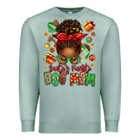 Seafoam santas favorite dog mom afro messy bun Premium Sweatshirt - texasbilliewilder