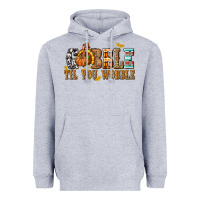 Heather Grey Gobble Til You Wobble with Turkey Heavyweight Hoodie - texasbilliewilder