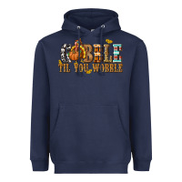 Navy Gobble Til You Wobble with Turkey Heavyweight Hoodie - texasbilliewilder