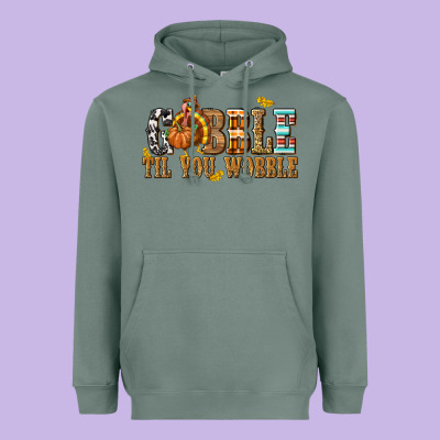 Gobble Til You Wobble With Turkey Heavyweight Hoodie Designed By Texasbilliewilder