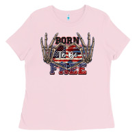 Bubblegum Pink Born to be free 4th of July Ladies Tee - CowGirlArtShop