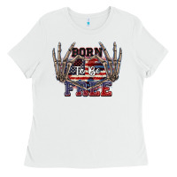 White Born to be free 4th of July Ladies Tee - CowGirlArtShop