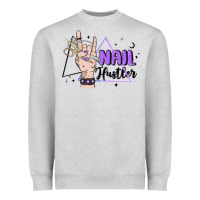 Heather Grey nail hustler Heavyweight Sweatshirt - MaliasSmallBusiness