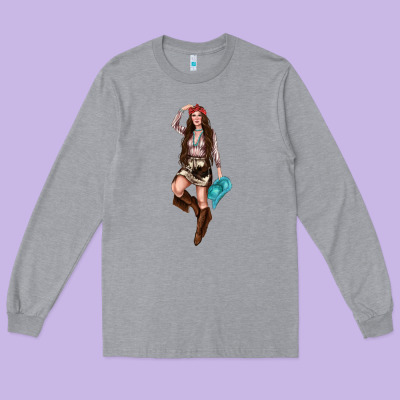 Western Cowgirl Long Sleeve Tee Designed By Nancycooperartshop