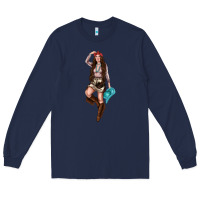 Navy western cowgirl Long Sleeve Tee - NancyCooperArtShop