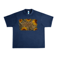 Navy Camouflage Leopard Sunflower Background Urban Heavy Tee - Jasminsmagicworld