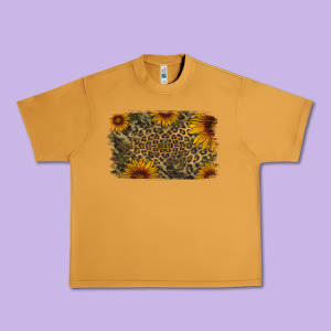 Camouflage Leopard Sunflower Background Urban Heavy Tee Designed By Jasminsmagicworld