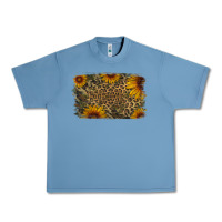 Pebble Blue Camouflage Leopard Sunflower Background Urban Heavy Tee - Jasminsmagicworld