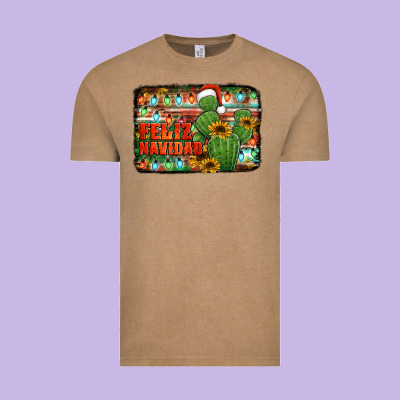 Feliz Navidad Merry Christmas Cactus Vintage Tee Designed By Jasminsmagicworld