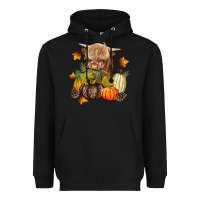 Black Heifer with Pumpkins Heavyweight Hoodie - texasbilliewilder