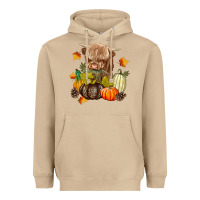 Mushroom Heifer with Pumpkins Heavyweight Hoodie - texasbilliewilder