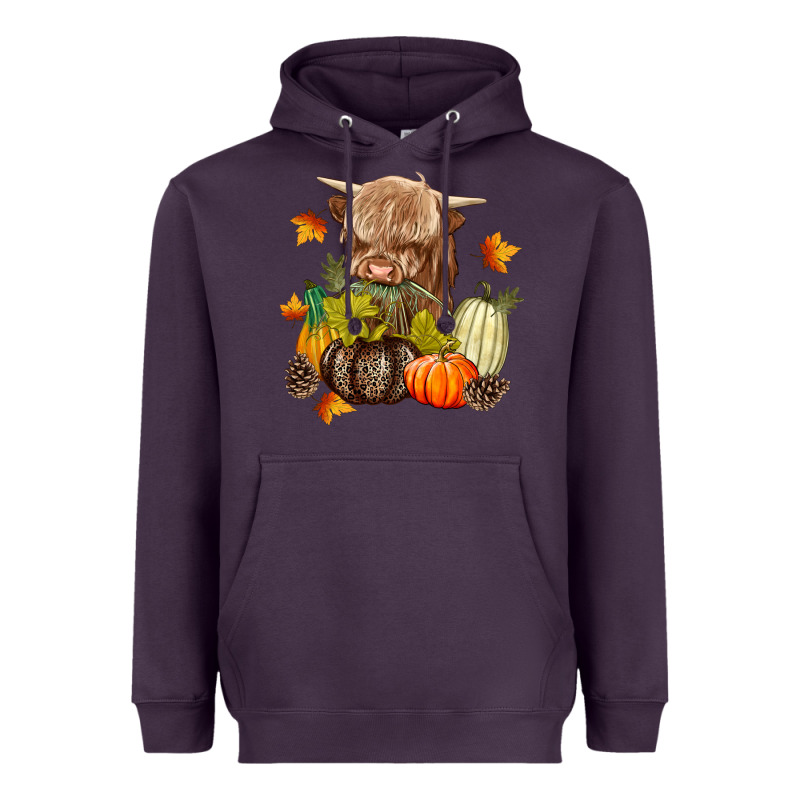 Heifer With Pumpkins Heavyweight Hoodie by texasbilliewilder | Teevron