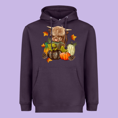 Heifer With Pumpkins Heavyweight Hoodie Designed By Texasbilliewilder