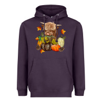Plum Heifer with Pumpkins Heavyweight Hoodie - texasbilliewilder