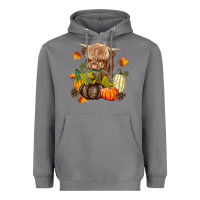 Storm Heifer with Pumpkins Heavyweight Hoodie - texasbilliewilder