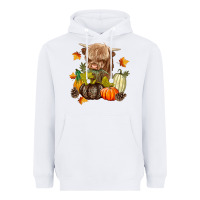 White Heifer with Pumpkins Heavyweight Hoodie - texasbilliewilder