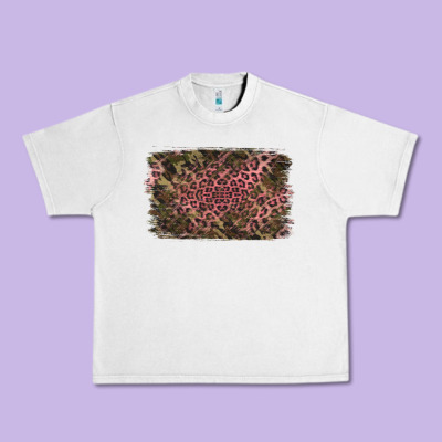 Camouflage Pink Leopard Background Urban Heavy Tee Designed By Jasminsmagicworld