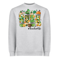 Heather Grey retro patricks day teacher life Heavyweight Sweatshirt - MaliasSmallBusiness