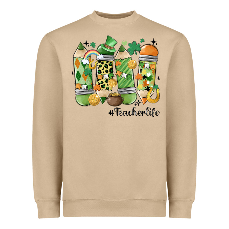 Retro Patricks Day Teacher Life Heavyweight Sweatshirt by MaliasSmallBusiness | Teevron
