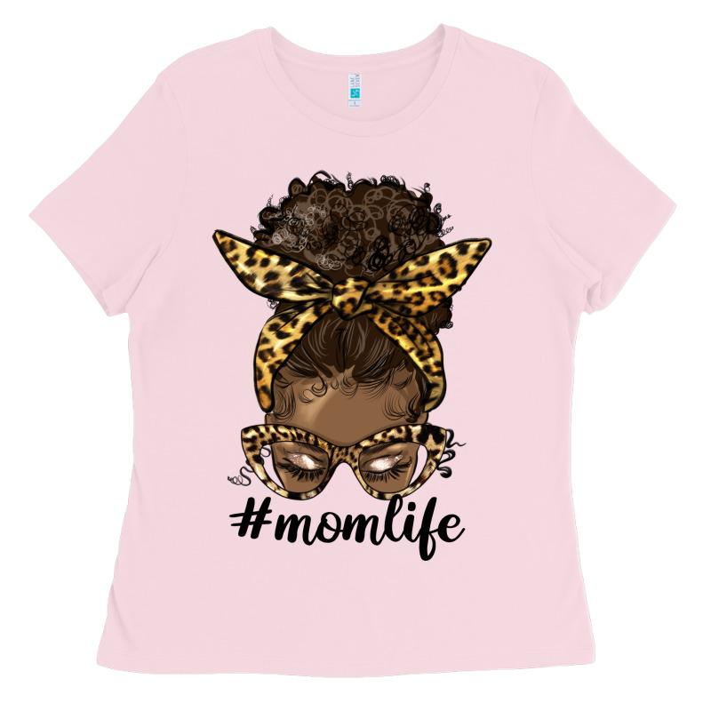Afro Messy Bun Mom Life Ladies Tee by HRA Design Shop | Teevron