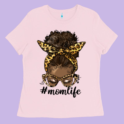 Afro Messy Bun Mom Life Ladies Tee Designed By Hra Design Shop