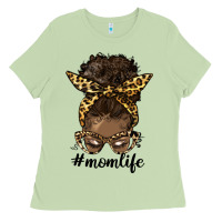 Matcha afro messy bun mom life Ladies Tee - HRA Design Shop