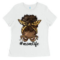 White afro messy bun mom life Ladies Tee - HRA Design Shop