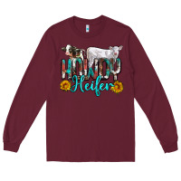 Burgundy western howdy heifer Long Sleeve Tee - NancyCooperArtShop