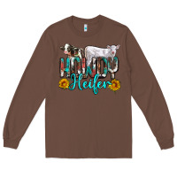 Chestnut western howdy heifer Long Sleeve Tee - NancyCooperArtShop