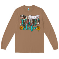 Toasted Coconut western howdy heifer Long Sleeve Tee - NancyCooperArtShop