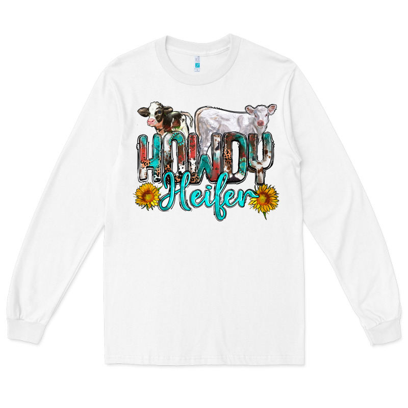 Western Howdy Heifer Long Sleeve Tee by NancyCooperArtShop | Teevron