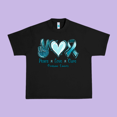 Peace Love Cure Ovarian Cancer Urban Heavy Tee Designed By Jasminsmagicworld
