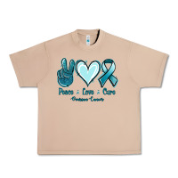 Burro Peace Love Cure Ovarian Cancer Urban Heavy Tee - Jasminsmagicworld