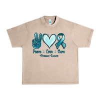French Oak Peace Love Cure Ovarian Cancer Urban Heavy Tee - Jasminsmagicworld