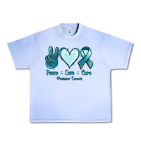 Grape Ice Peace Love Cure Ovarian Cancer Urban Heavy Tee - Jasminsmagicworld