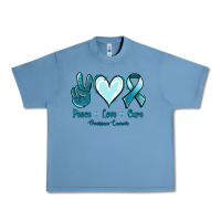 Pebble Blue Peace Love Cure Ovarian Cancer Urban Heavy Tee - Jasminsmagicworld