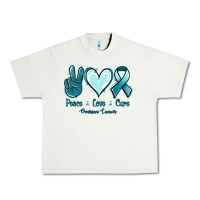 Pistachio Peace Love Cure Ovarian Cancer Urban Heavy Tee - Jasminsmagicworld