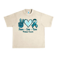 Sandshell Peace Love Cure Ovarian Cancer Urban Heavy Tee - Jasminsmagicworld