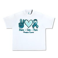 White Peace Love Cure Ovarian Cancer Urban Heavy Tee - Jasminsmagicworld