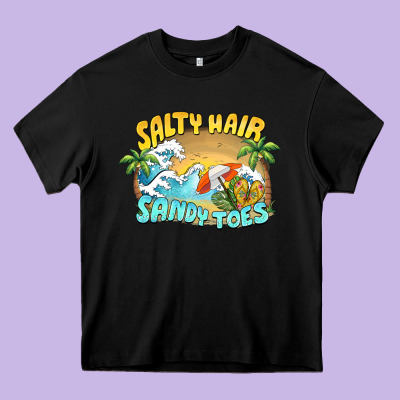 Salty Hair Sandy Toes Summer Heavy Core Tee Designed By Barkaloodesign
