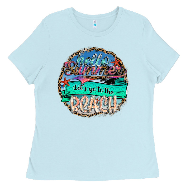 Hello Summer Let's Go To The Beach Ladies Tee by SublimationCraftShop | Teevron