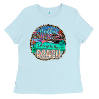 Baby Blue Hello Summer Let's Go To The Beach Ladies Tee - SublimationCraftShop