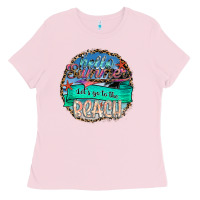Bubblegum Pink Hello Summer Let's Go To The Beach Ladies Tee - SublimationCraftShop