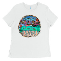 White Hello Summer Let's Go To The Beach Ladies Tee - SublimationCraftShop
