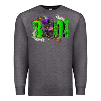 Charcoal Heather Boo! with black cat Halloween Premium Sweatshirt - NancyCooperArtShop