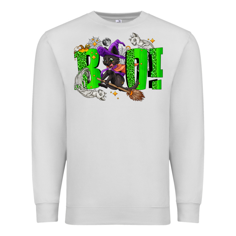 Boo! With Black Cat Halloween Premium Sweatshirt by NancyCooperArtShop | Teevron