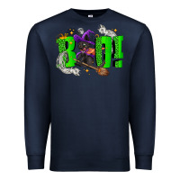 Navy Boo! with black cat Halloween Premium Sweatshirt - NancyCooperArtShop