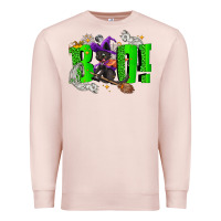 Pale Pink Boo! with black cat Halloween Premium Sweatshirt - NancyCooperArtShop