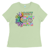 Matcha Don't Worry Be Hippie Ladies Tee - CowhideDigitalArt